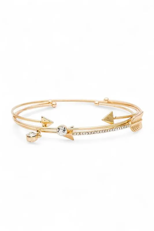Crystal Arrow Mix Charm Dainty Bangle Set sold by Charming Charlie
