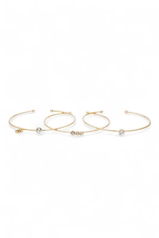 Crystal Accent 3 In 1 Dainty Bangle Set sold by Charming Charlie product image thumbnail 2