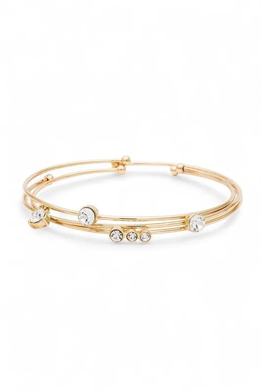 Crystal Accent 3 In 1 Dainty Bangle Set sold by Charming Charlie