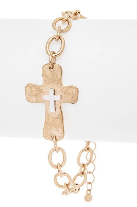 2 Tone Cross Charm Bracelet sold by Charming Charlie
