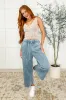 In or Out Wide Leg Cropped Pants Dusty Blue sold by Charming Charlie