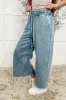 In or Out Wide Leg Cropped Pants Dusty Blue sold by Charming Charlie