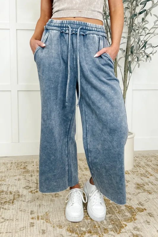 In or Out Wide Leg Cropped Pants Blue Grey sold by Charming Charlie
