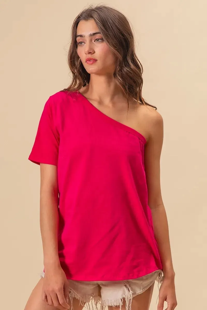 BiBi Cotton Span Knit One Shoulder Top sold by Charming Charlie