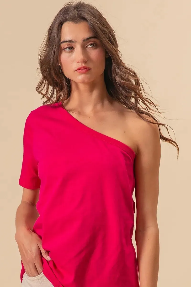 BiBi Cotton Span Knit One Shoulder Top sold by Charming Charlie product image thumbnail 3