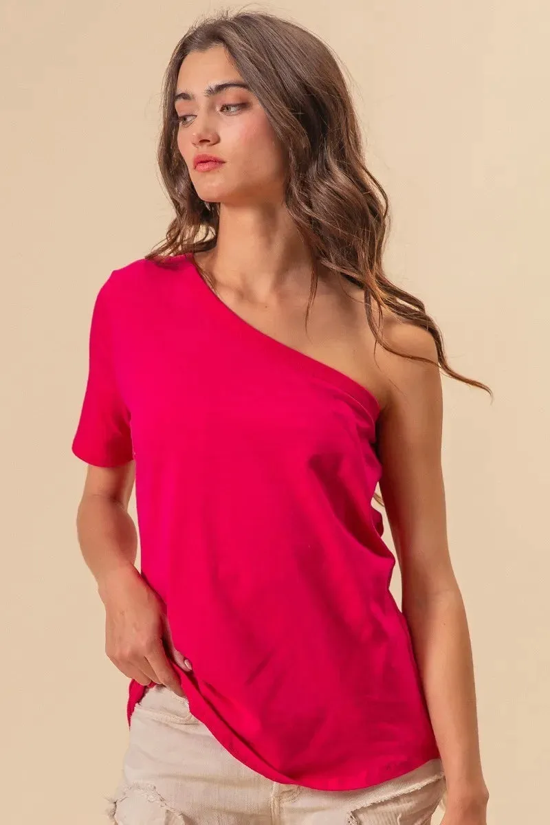 BiBi Cotton Span Knit One Shoulder Top sold by Charming Charlie product image thumbnail 2