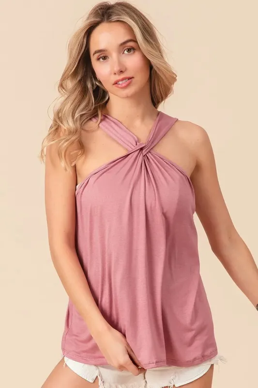 BiBi Rayon Span Jersey Knit Halter Neck Tank Top sold by Charming Charlie