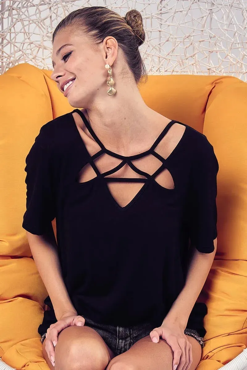 BiBi Silky Knit Top with Front Details sold by Charming Charlie product image thumbnail 3