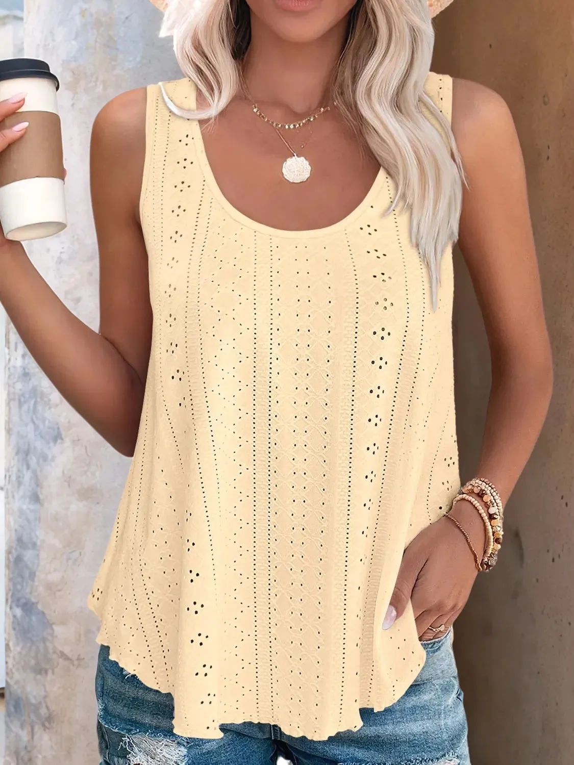 Eyelet Scoop Neck Tank sold by Charming Charlie product image thumbnail 2