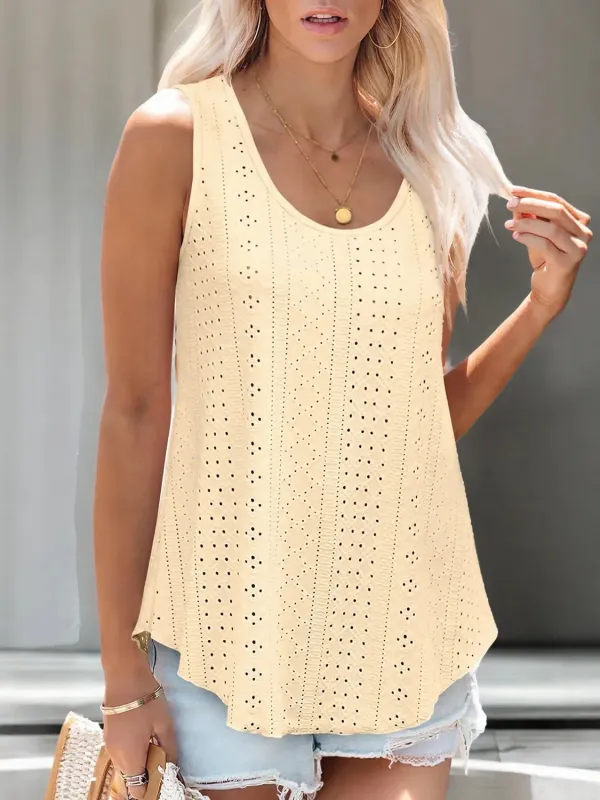 Eyelet Scoop Neck Tank sold by Charming Charlie