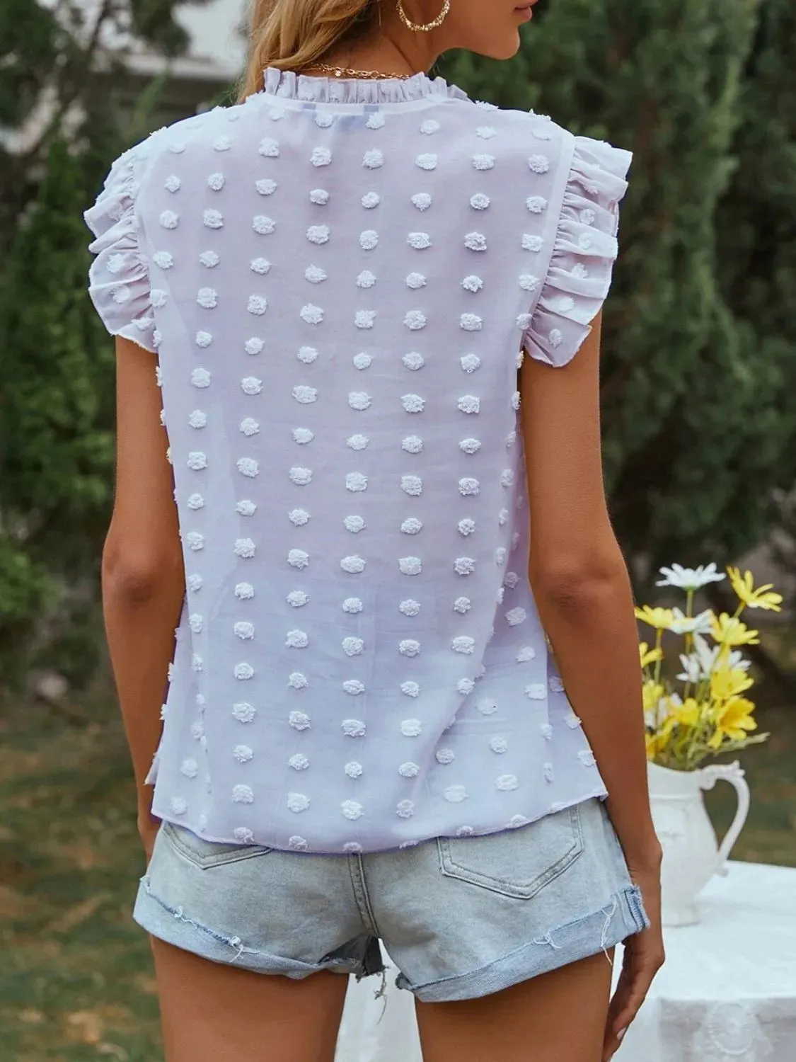 Frill Tie Neck Cap Sleeve Blouse sold by Charming Charlie product image thumbnail 3