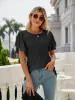 Round Neck Flutter Sleeve T-Shirt sold by Charming Charlie