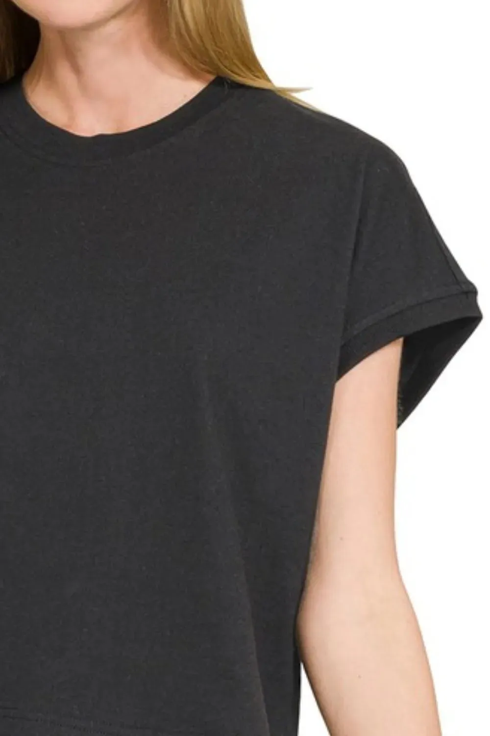 Zenana Premium Cotton Relaxed Crop Tee sold by Charming Charlie product image thumbnail 3