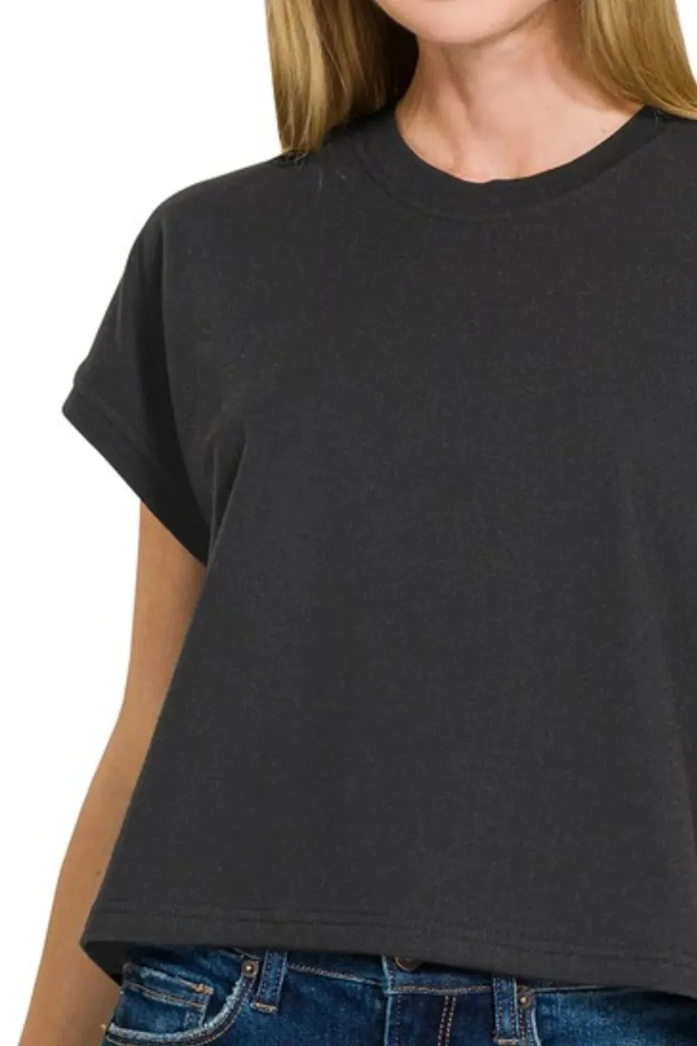 Zenana Premium Cotton Relaxed Crop Tee sold by Charming Charlie product image thumbnail 2
