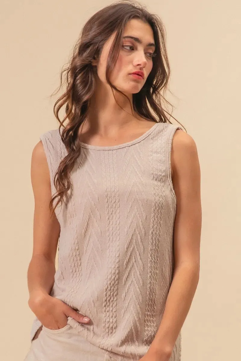 BiBi Textured Sweather Knit Twist Back Sleeveless Top sold by Charming Charlie product image thumbnail 3