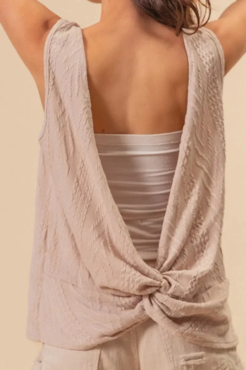 BiBi Textured Sweather Knit Twist Back Sleeveless Top sold by Charming Charlie product image thumbnail 4