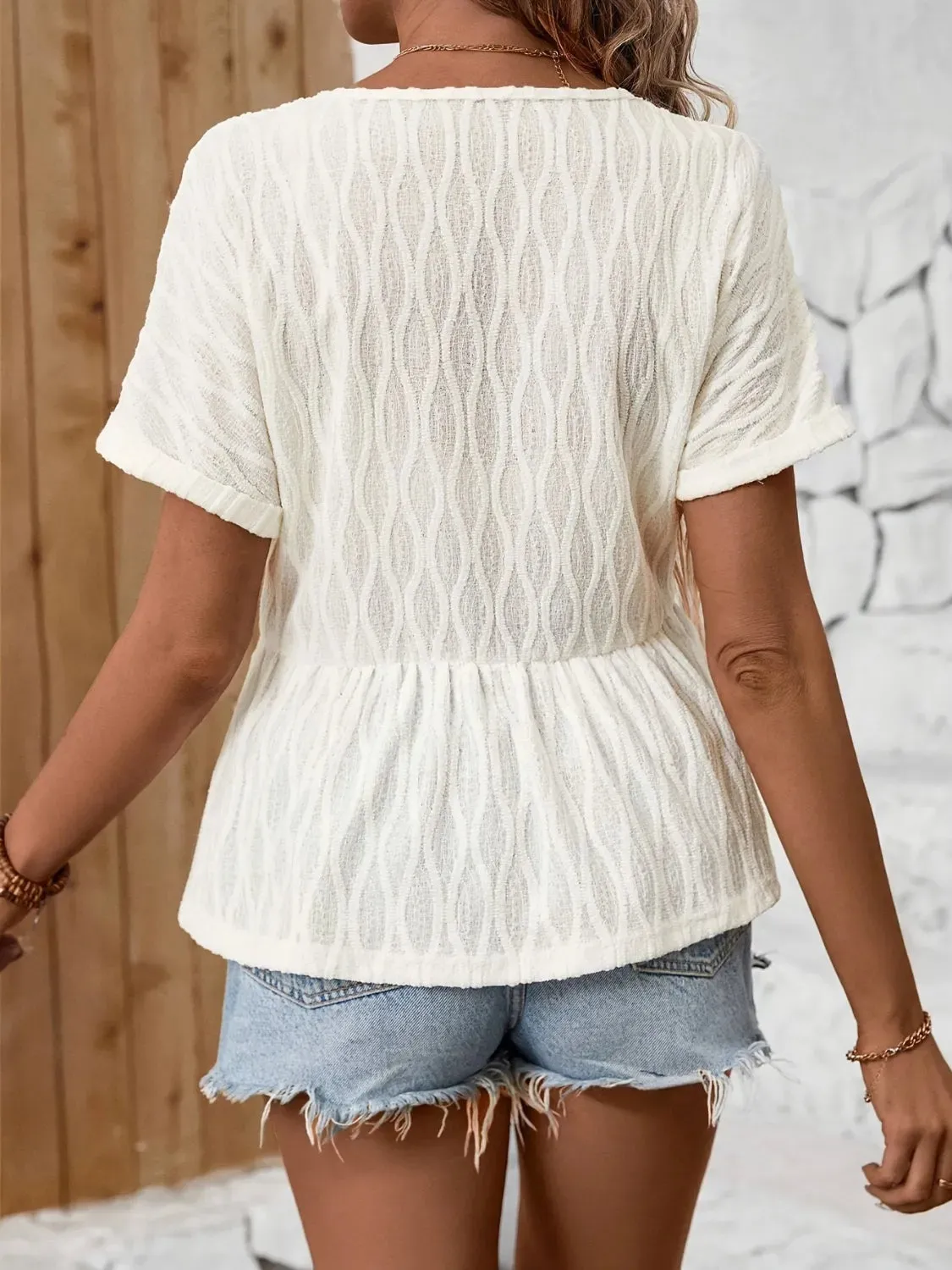 V-Neck Short Sleeve Blouse sold by Charming Charlie product image thumbnail 2