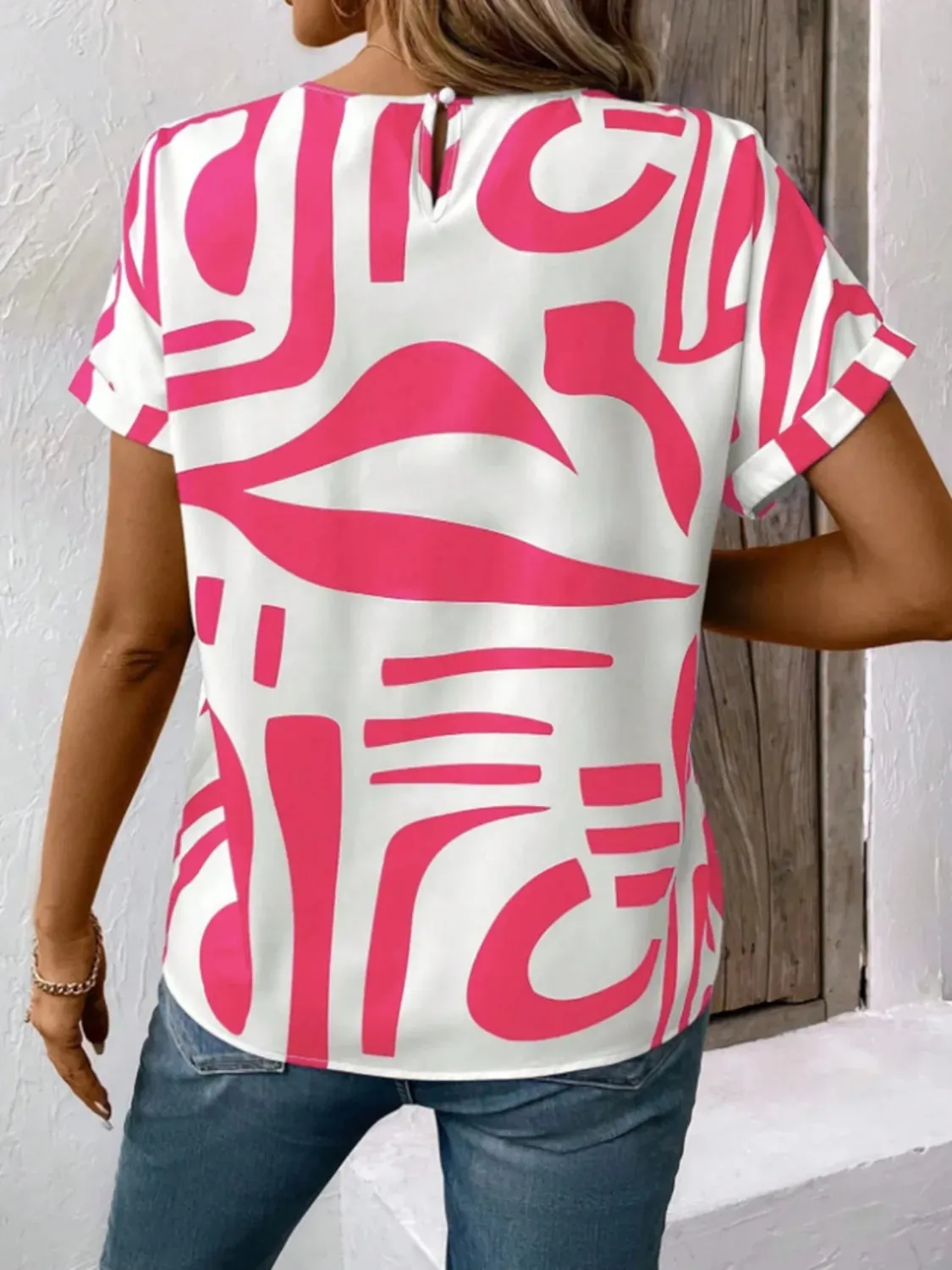 Contrast Round Neck Short Sleeve Blouse sold by Charming Charlie product image thumbnail 4