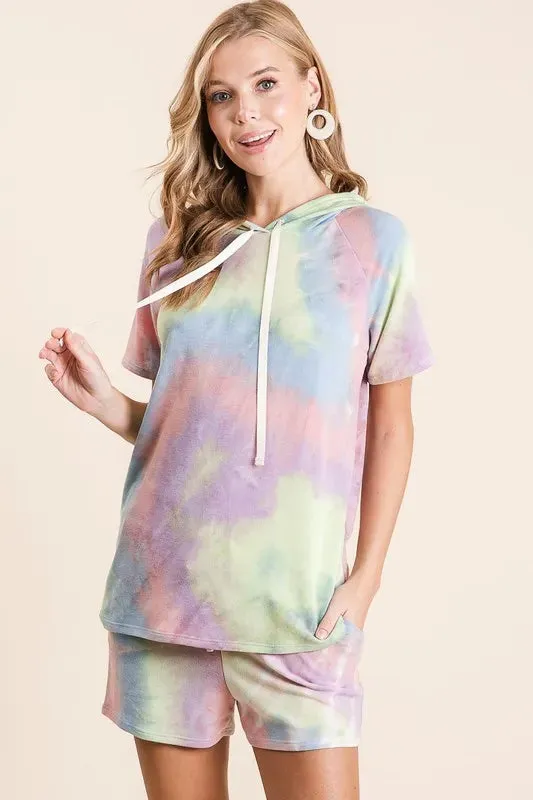 BiBi Tie Dye Terry Hoodie with Drawstring sold by Charming Charlie