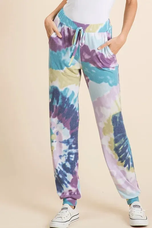 BiBi Tie Dye French Terry Casual Pants sold by Charming Charlie