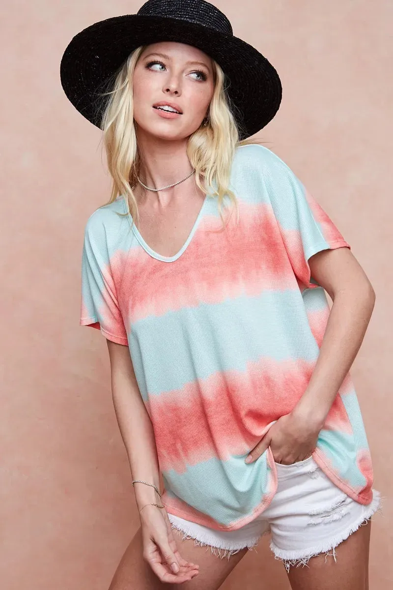 BiBi Tiedye Printed Hacci Knit Top sold by Charming Charlie