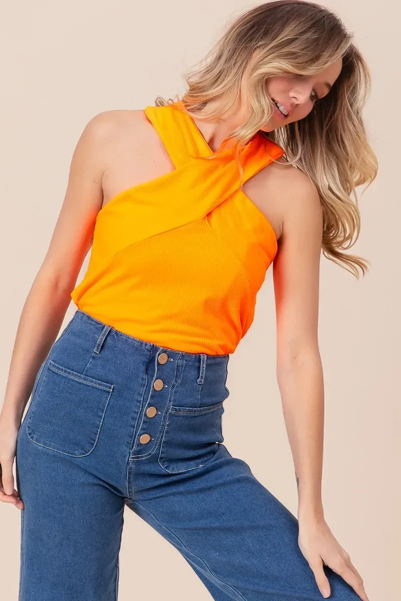 BiBi Rib Knit Cross Neck Banded Top sold by Charming Charlie product image thumbnail 5