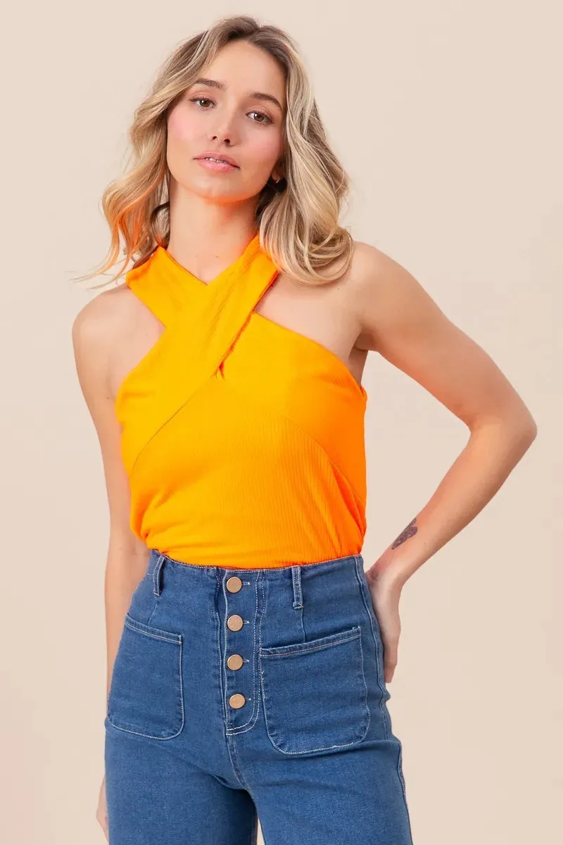 BiBi Rib Knit Cross Neck Banded Top sold by Charming Charlie product image thumbnail 2