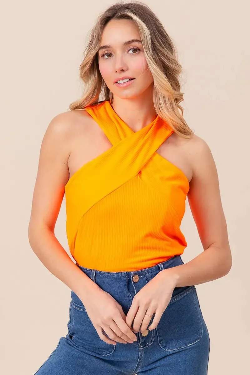 BiBi Rib Knit Cross Neck Banded Top sold by Charming Charlie product image thumbnail 3