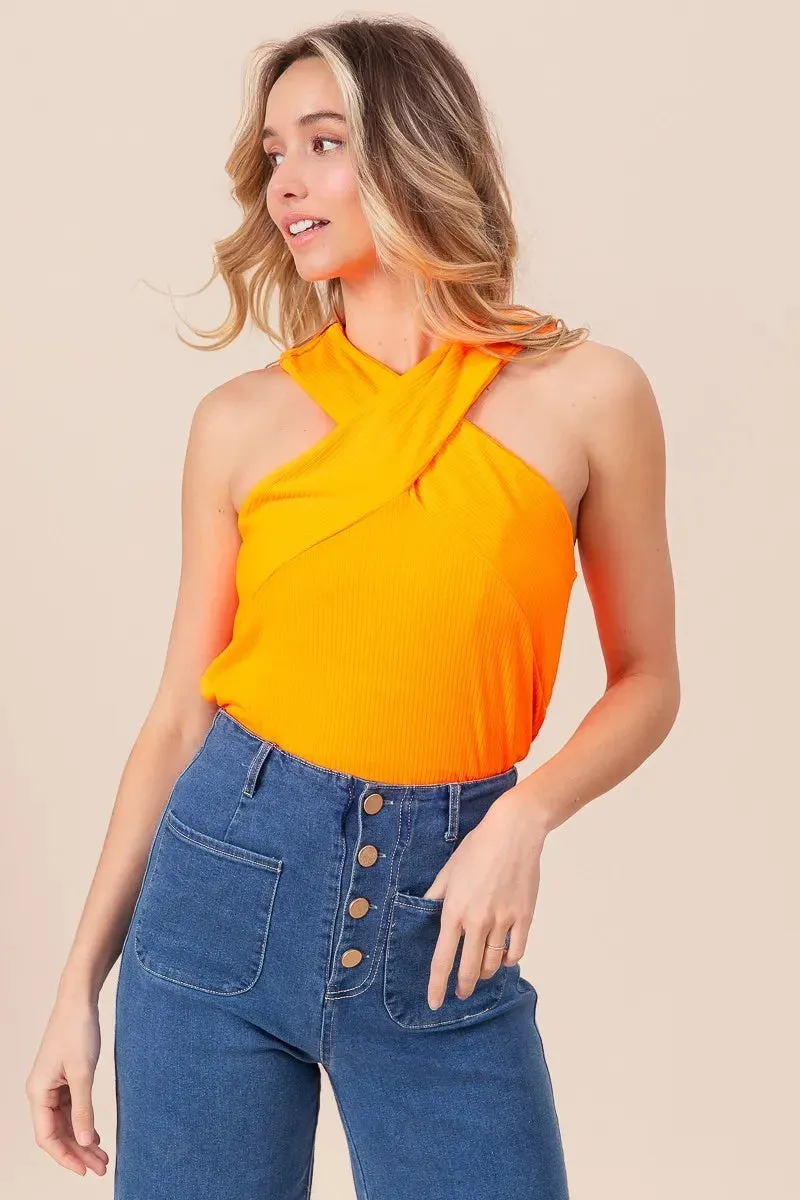 BiBi Rib Knit Cross Neck Banded Top sold by Charming Charlie product image thumbnail 4