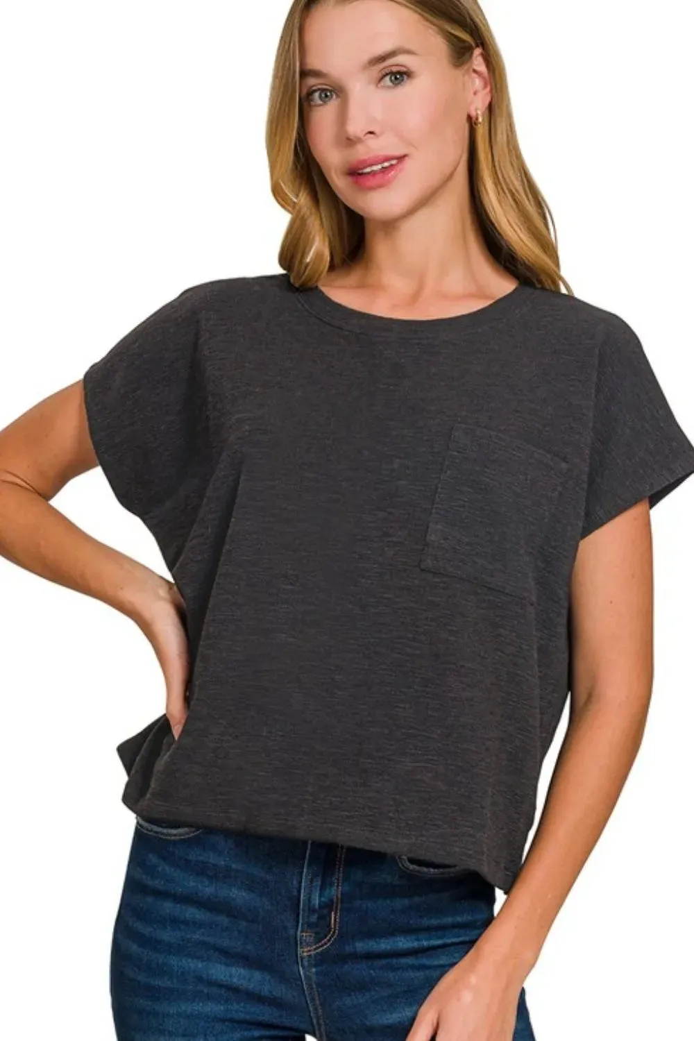 Zenana Round Neck Short Sleeve T-Shirt sold by Charming Charlie