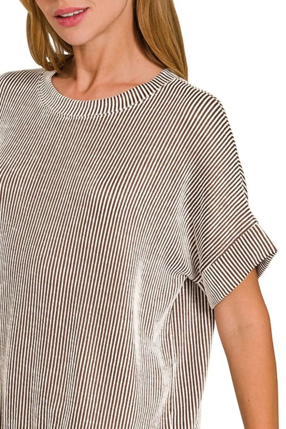 Zenana Corded Rib Short Sleeve T-Shirt sold by Charming Charlie product image thumbnail 2