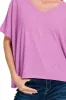 Zenana Ribbed V-Neck Short-Sleeve Knit Top sold by Charming Charlie