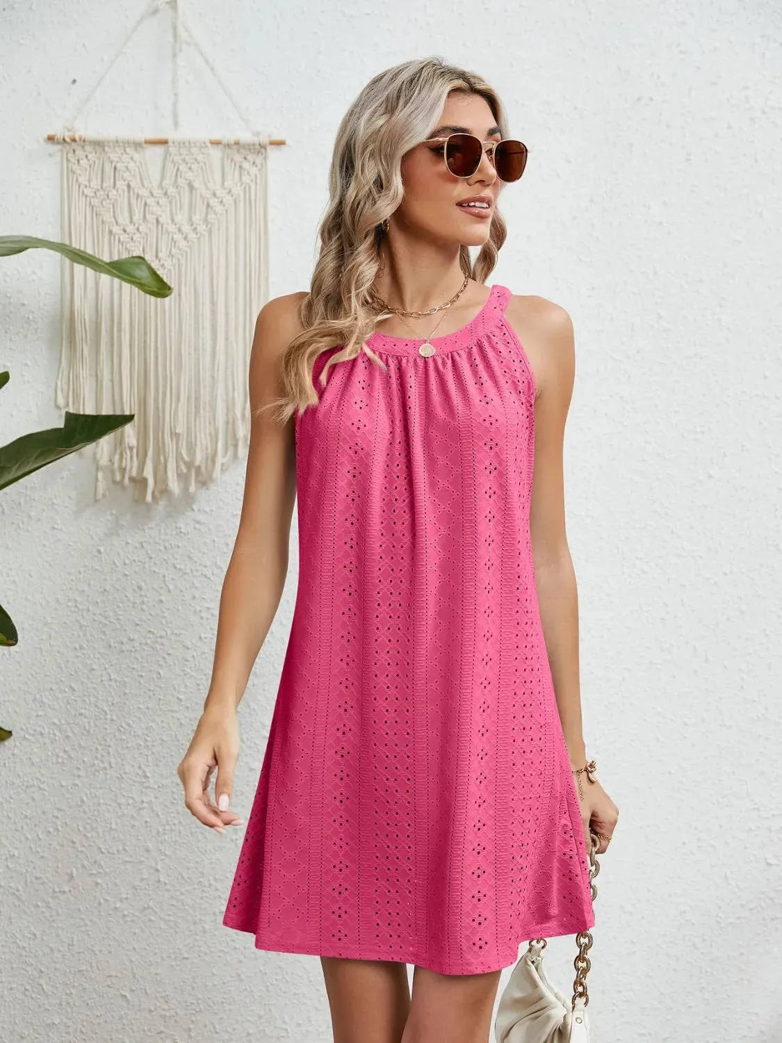 Eyelet Round Neck Sleeveless Dress sold by Charming Charlie product image thumbnail 3