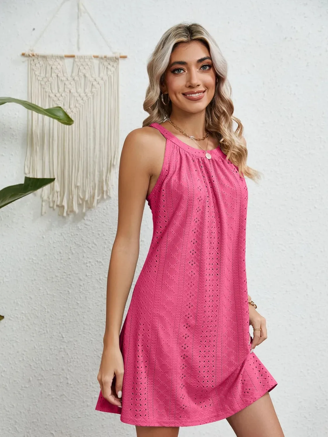 Eyelet Round Neck Sleeveless Dress sold by Charming Charlie product image thumbnail 4