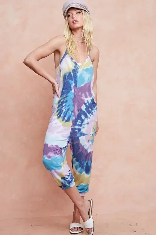 BiBi Tie Dye Knit Mid-length Casual Jumpsuit sold by Charming Charlie