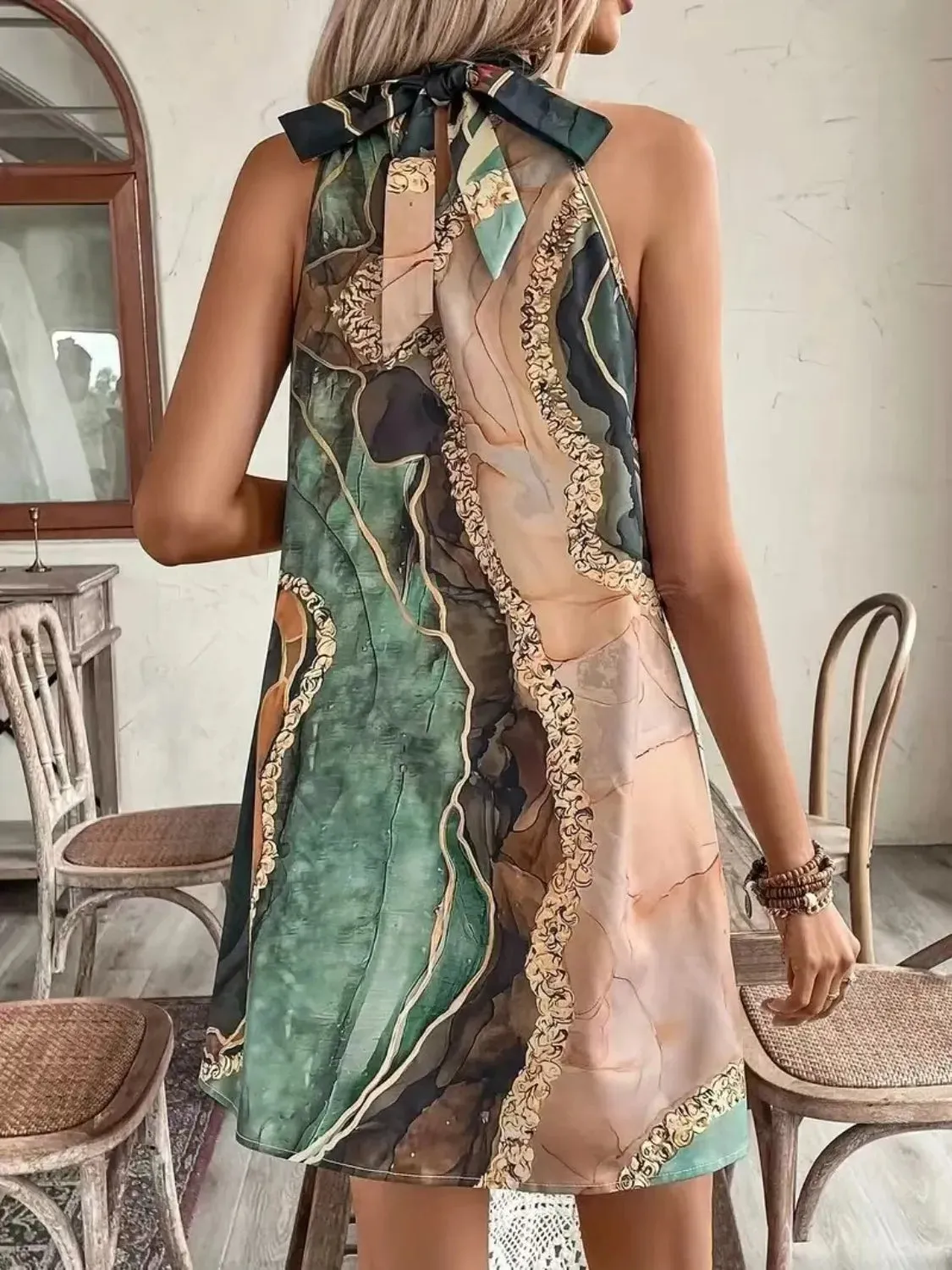 Tied Back Printed Sleeveless Dress sold by Charming Charlie product image thumbnail 4