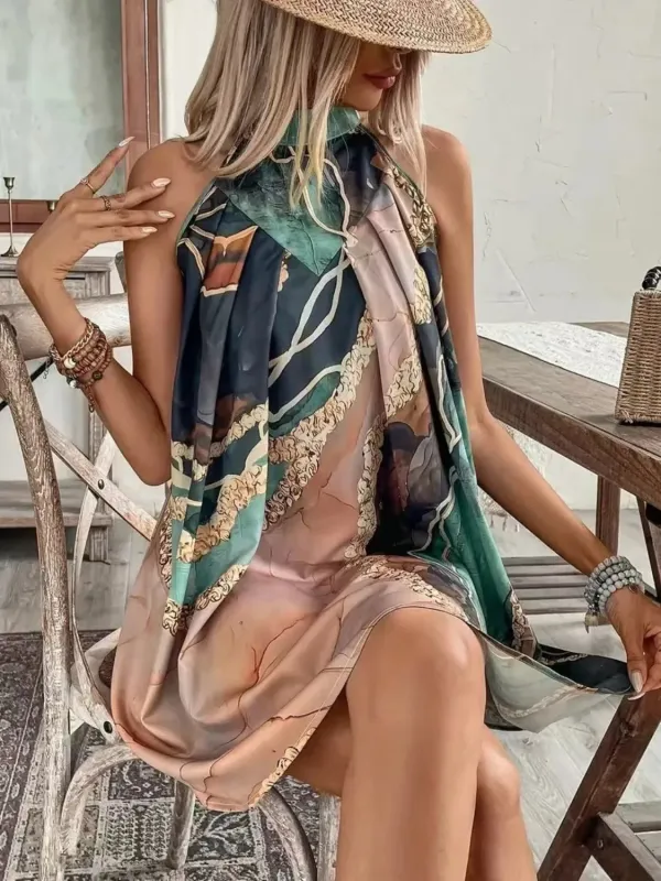 Tied Back Printed Sleeveless Dress sold by Charming Charlie