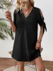 Cutout Pearl Detail V-Neck Mini Dress sold by Charming Charlie
