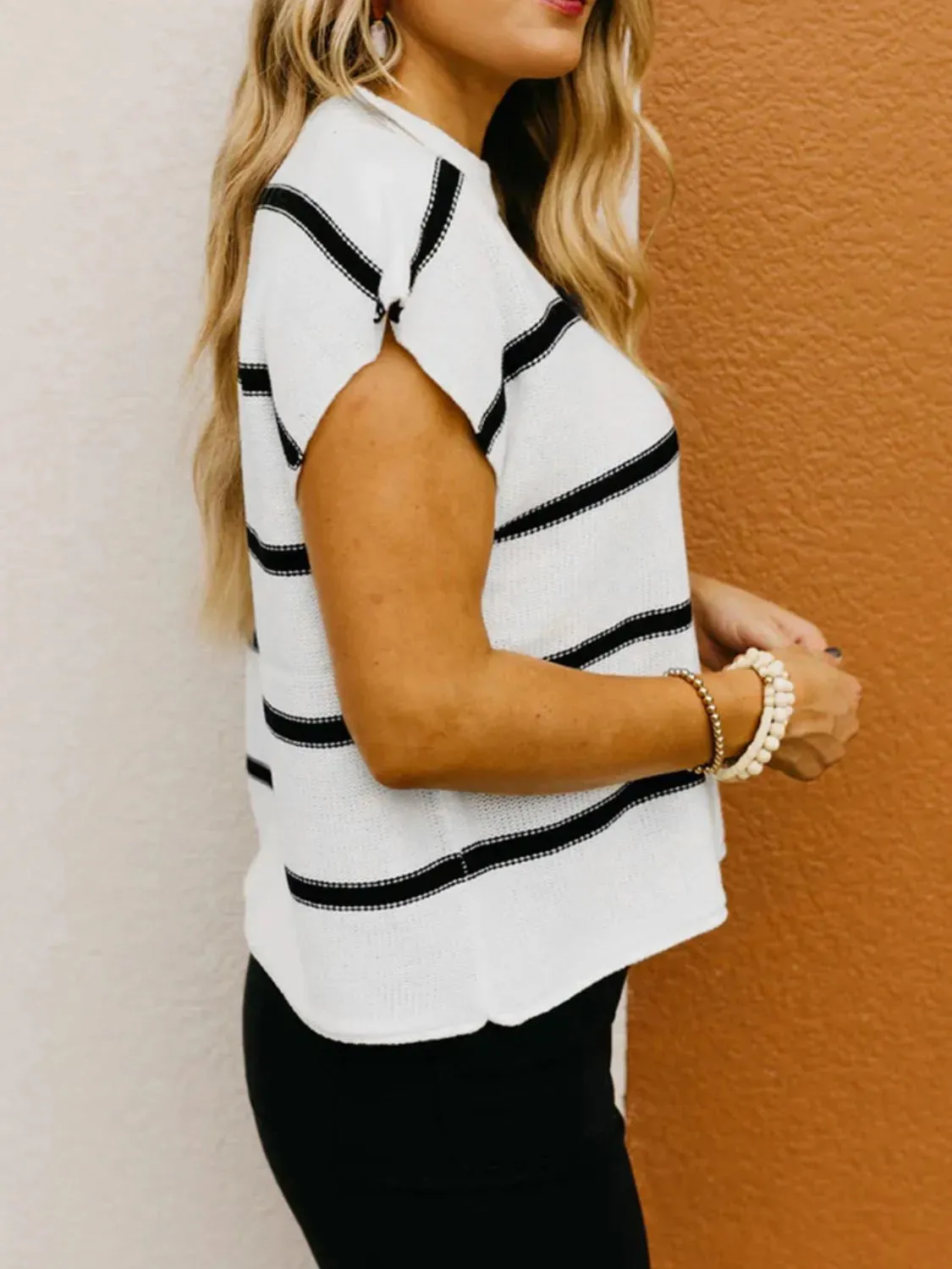 Striped Batwing Sleeve Knit Top sold by Charming Charlie product image thumbnail 4