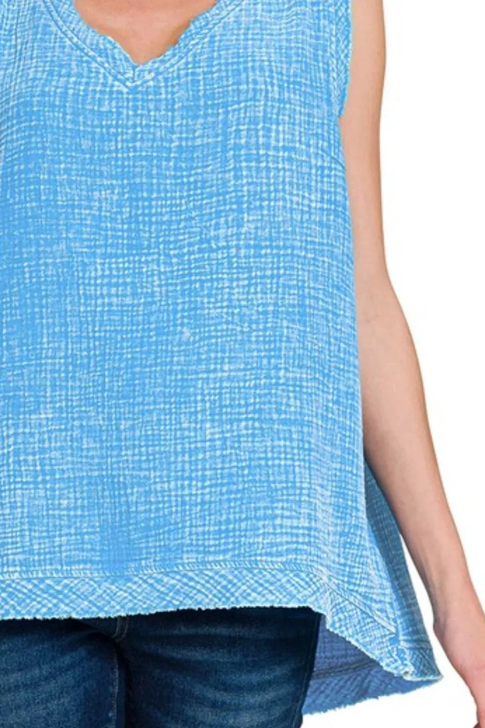 Zenana Double Gauze Raw Edge Acid Washed Tank sold by Charming Charlie product image thumbnail 3