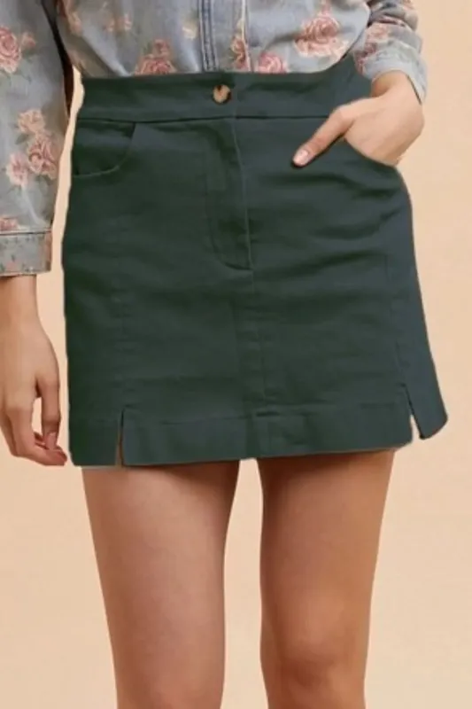 Annie Wear Comfort Stretch Cotton Slit Detailed Mini Skirt sold by Charming Charlie