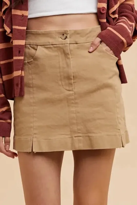 Annie Wear Comfort Stretch Cotton Slit Detailed Mini Skirt sold by Charming Charlie