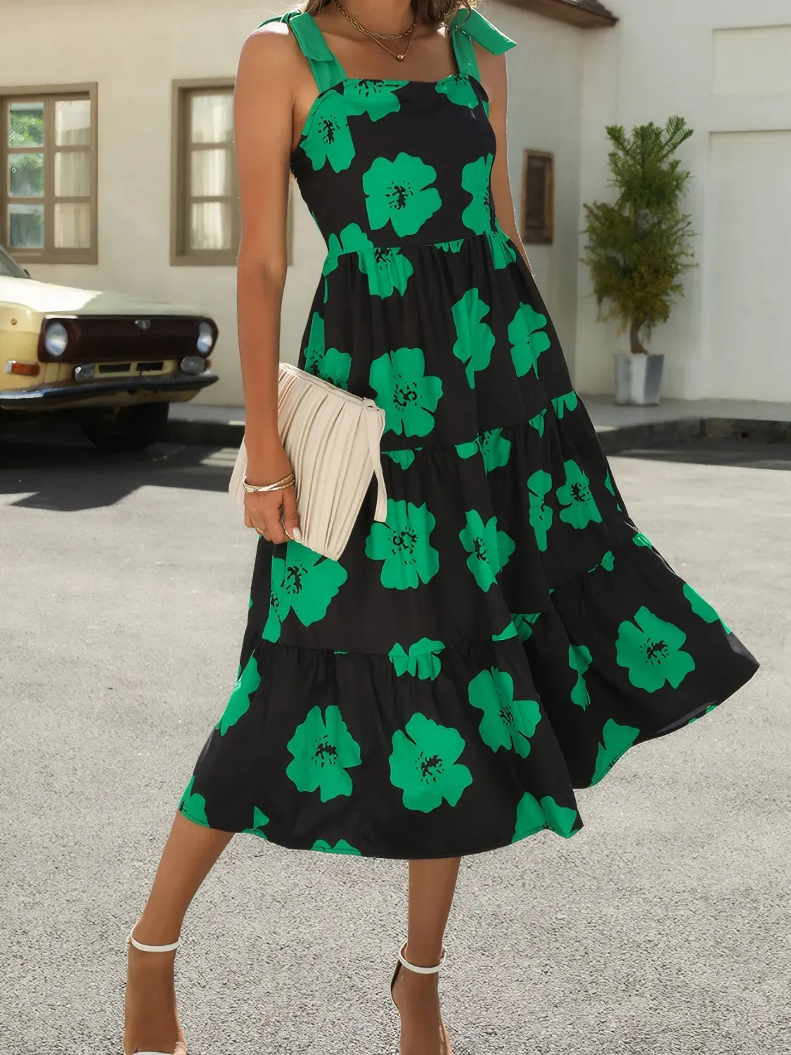 Printed Tie Shoulder Midi Cami Dress sold by Charming Charlie product image thumbnail 4