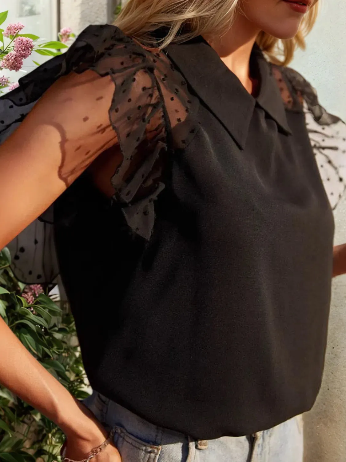 Collared Neck Cap Sleeve Top sold by Charming Charlie product image thumbnail 4