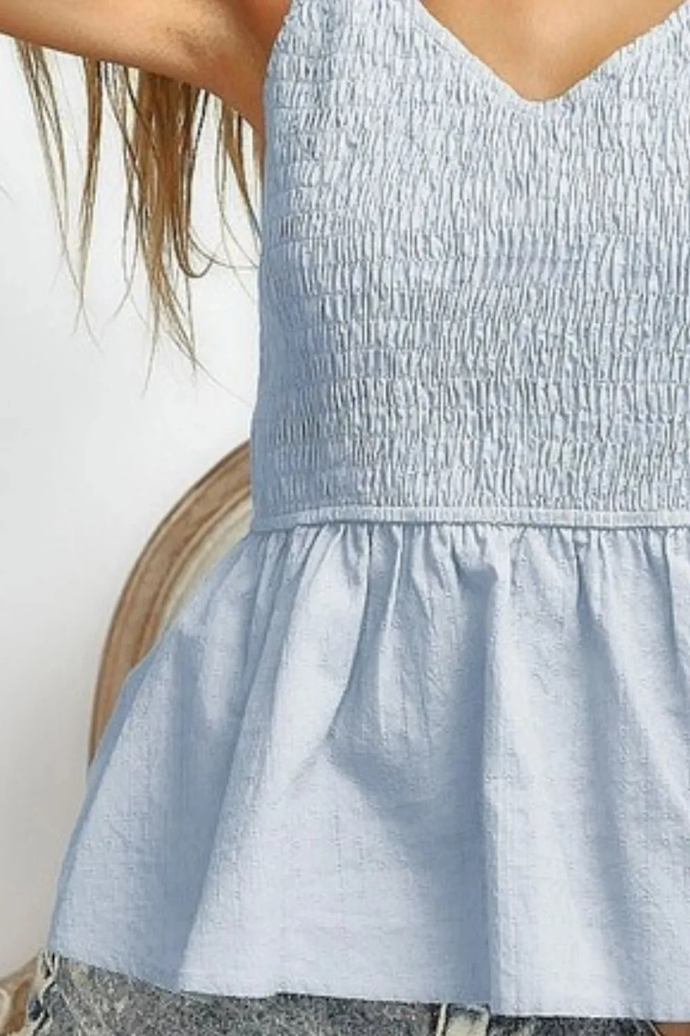 BiBi Eyelet Woven Sleeveless Elasticized Top sold by Charming Charlie product image thumbnail 2