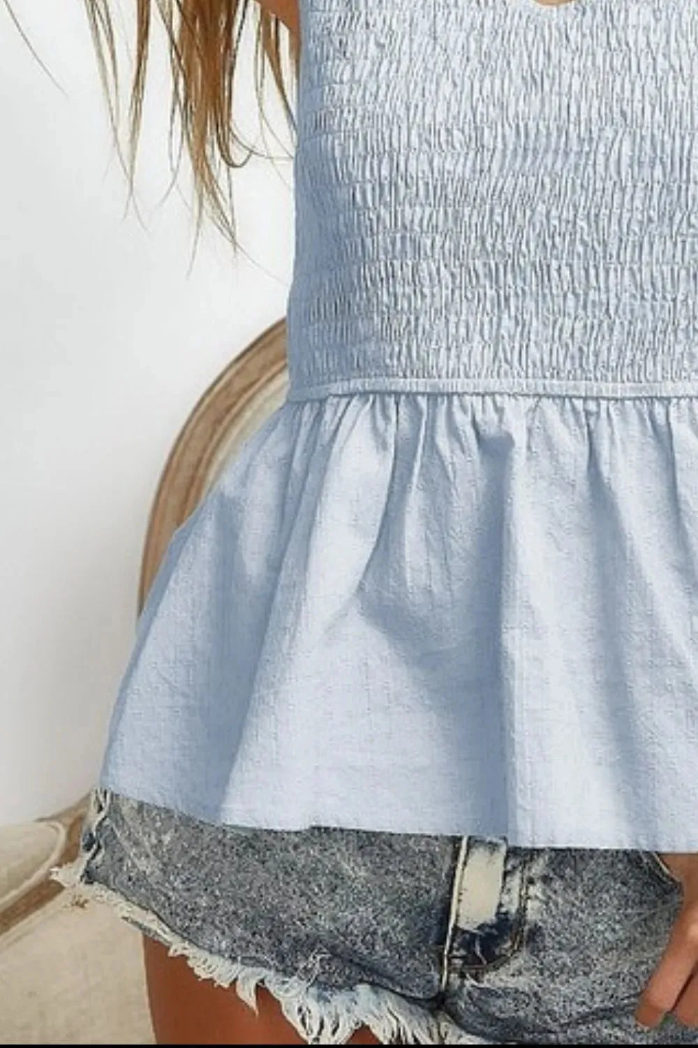BiBi Eyelet Woven Sleeveless Elasticized Top sold by Charming Charlie product image thumbnail 3