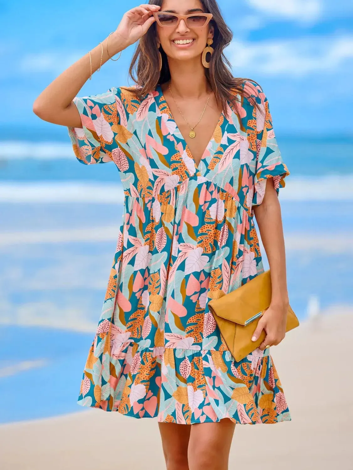 Printed V-Neck Short Sleeve Dress sold by Charming Charlie product image thumbnail 4