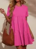 Tiered Round Neck Short Sleeve Mini Dress sold by Charming Charlie