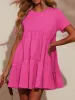 Tiered Round Neck Short Sleeve Mini Dress sold by Charming Charlie