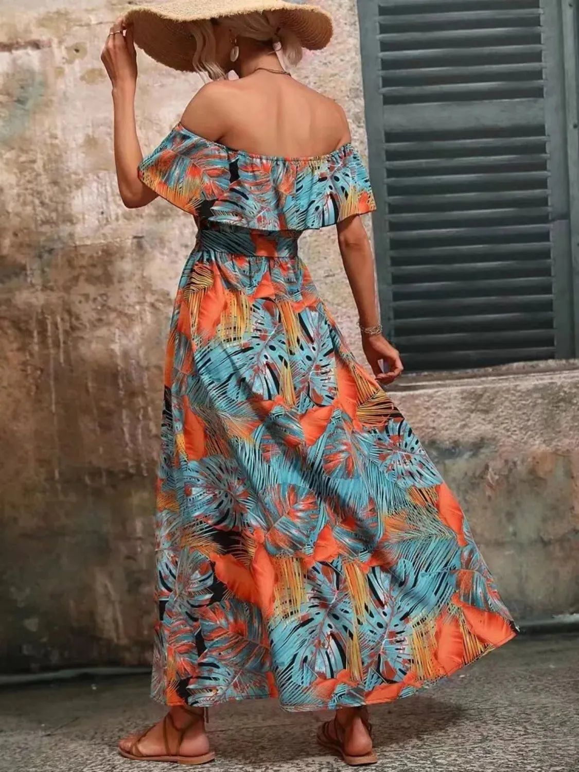 Ruffled Printed Off Shoulder Maxi Dress sold by Charming Charlie product image thumbnail 3